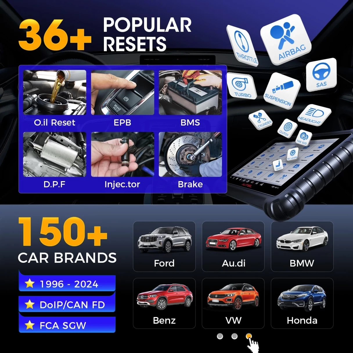 Autel MS906 Pro Scanner MS906PRO Car Diagnostic Tool ECU Coding Active Test OBD2 Car Scanner CAN FD DoIP PK MS906S
