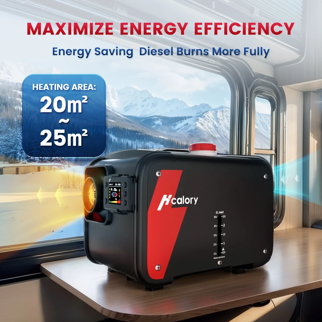 HCALORY HBH1S Diesel Heater 12V 8KW Portable Diesel Air Heater with App Control 10-Temperature Settings 28% Boost in Burning Efficiency Auto Start-Stop and 110V AC for Car RV Campers