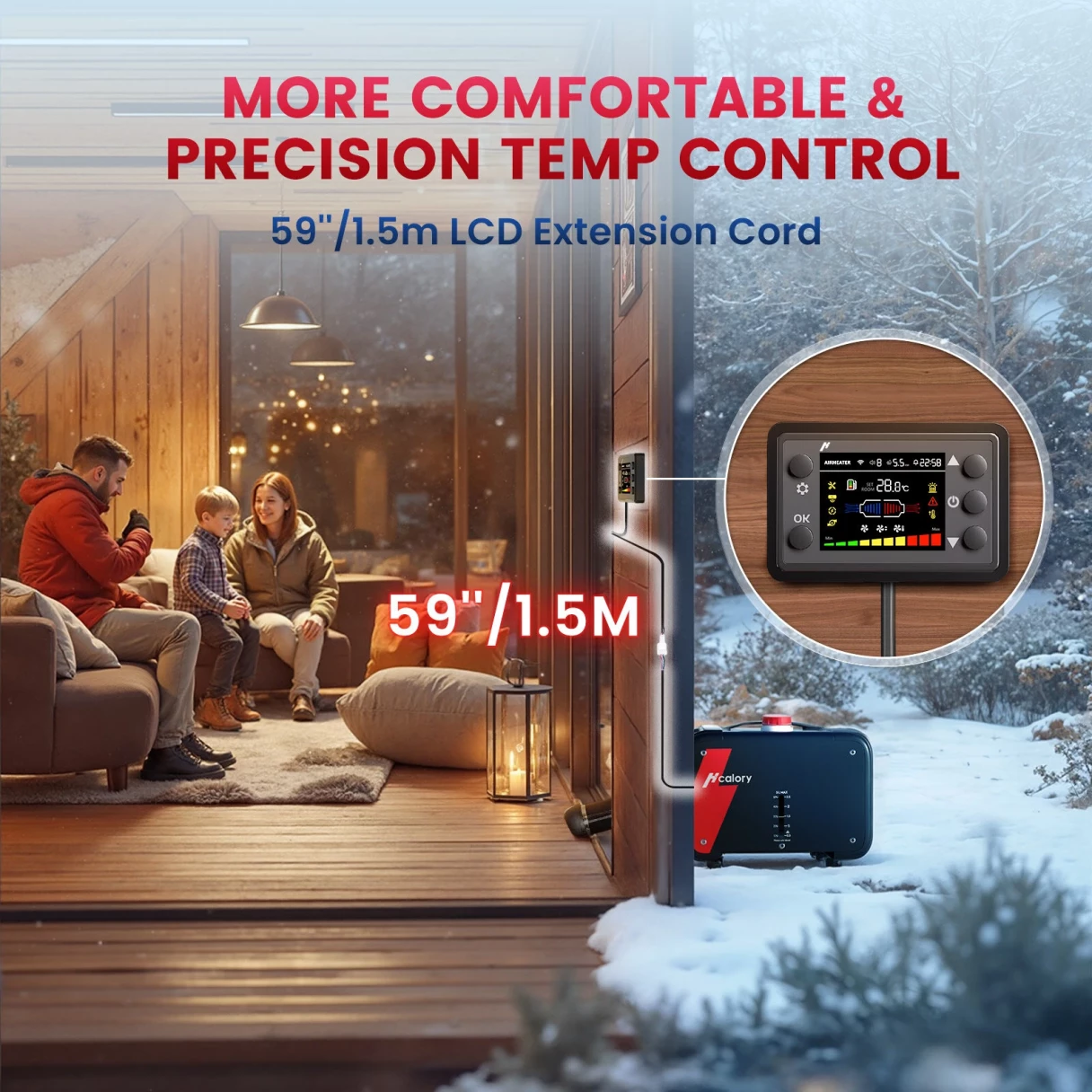 HCALORY HBH1S Diesel Heater 12V 8KW Portable Diesel Air Heater with App Control 10-Temperature Settings 28% Boost in Burning Efficiency Auto Start-Stop and 110V AC for Car RV Campers
