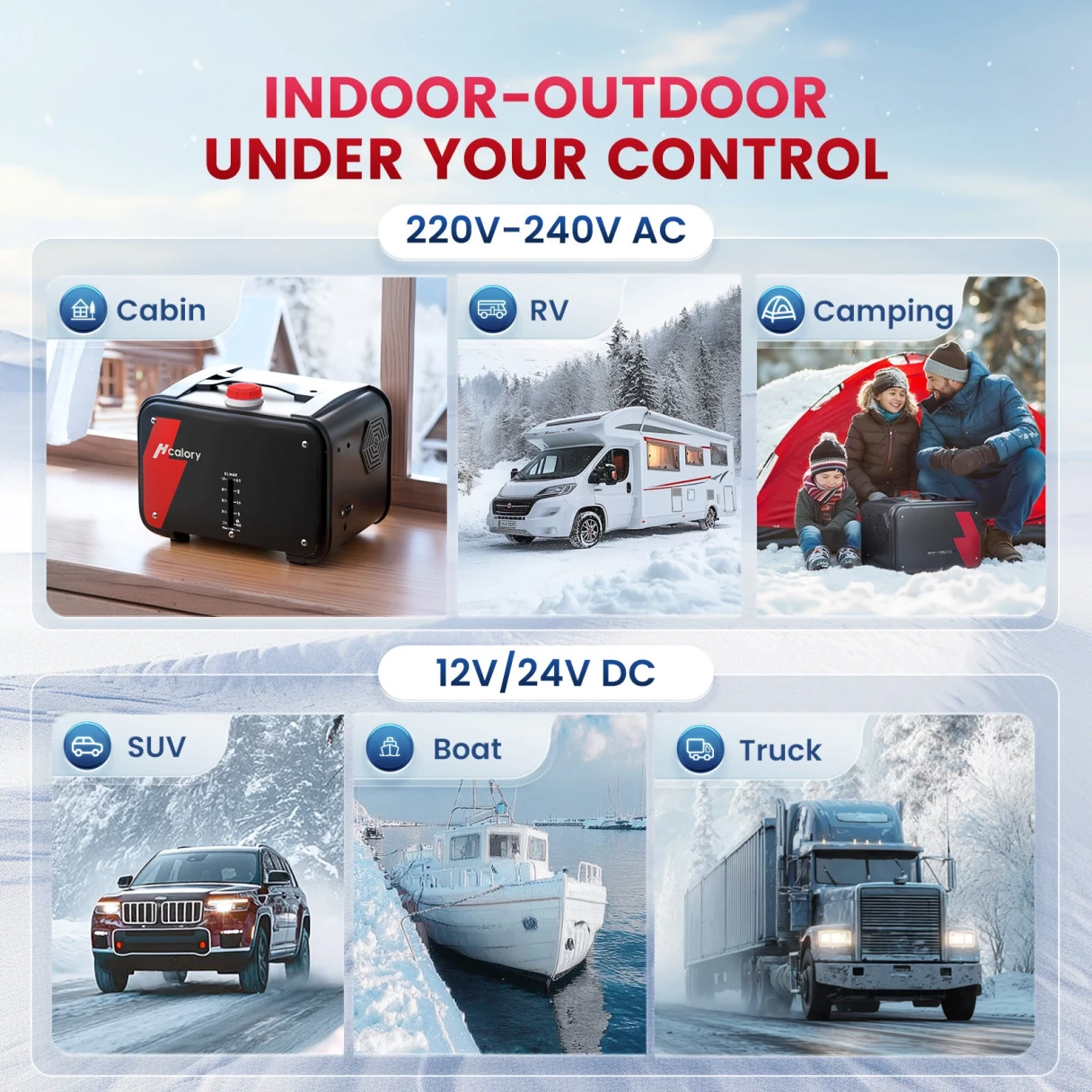 HCALORY HBH1S Diesel Heater 12V 8KW Portable Diesel Air Heater with App Control 10-Temperature Settings 28% Boost in Burning Efficiency Auto Start-Stop and 110V AC for Car RV Campers