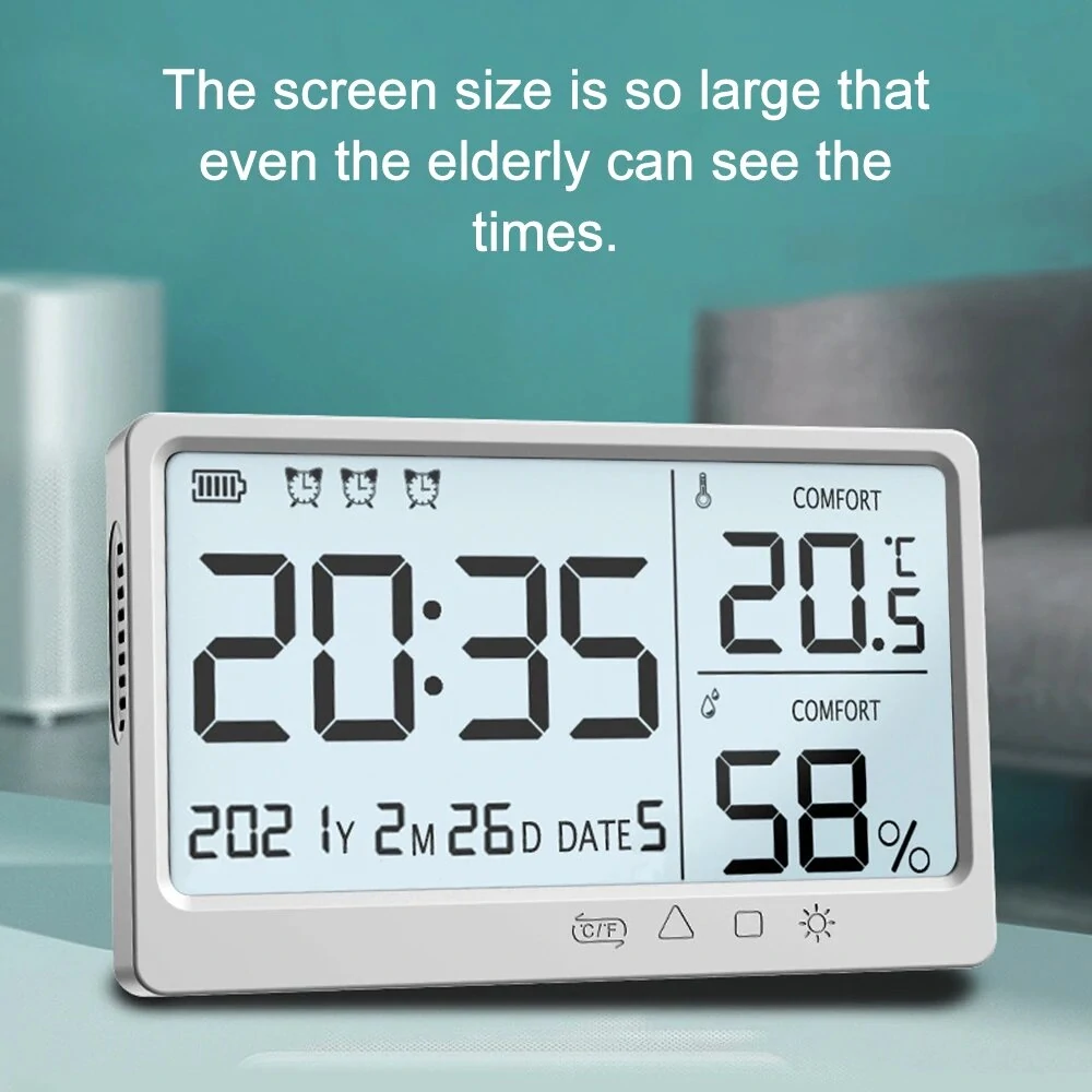 LCD Digital Temperature Humidity Meter -10~50℃ Measurement Electronic Thermometer Hygrometer LCD Display Alarm Clock