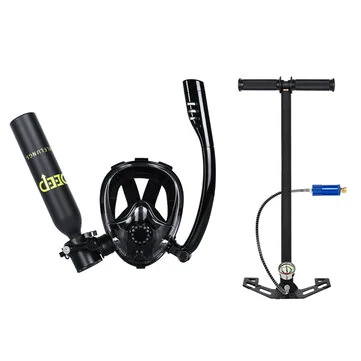 DIDEEP All-in-one 0.5L Plus Oxygen Cylinder Breather Diving Goggles with Air Pump Underwater Diving Oxygen Tank Set