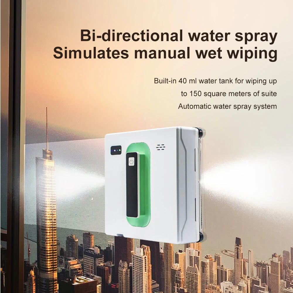 [EU Direct]PuRuiKai HCR-21 Smart Automatic Ultrasonic Water Spray Robotic  Vacuum Cleaner 2500Pa Window Cleaning Robot with APP Remote Control Two-Way Automatic Spray Electric Power Source