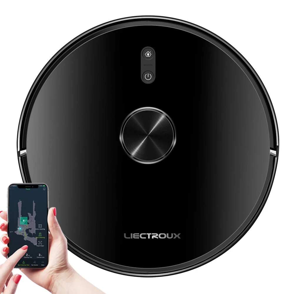 LIECTROUX X6 Robot Vacuum Cleaner 6500Pa Suction, LDS Laser Navigation, 235ml Water Tank, 400ml Dustbin, 5 Maps