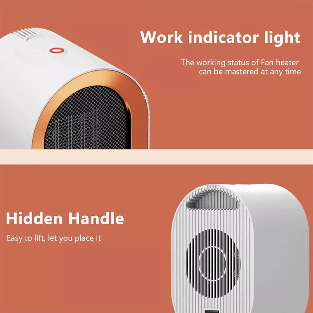 1200W Ceramic Space Heater Flame Retardant Compact Design Overheating Protection Portable Electric Heater for Desk Small Room Office Winter