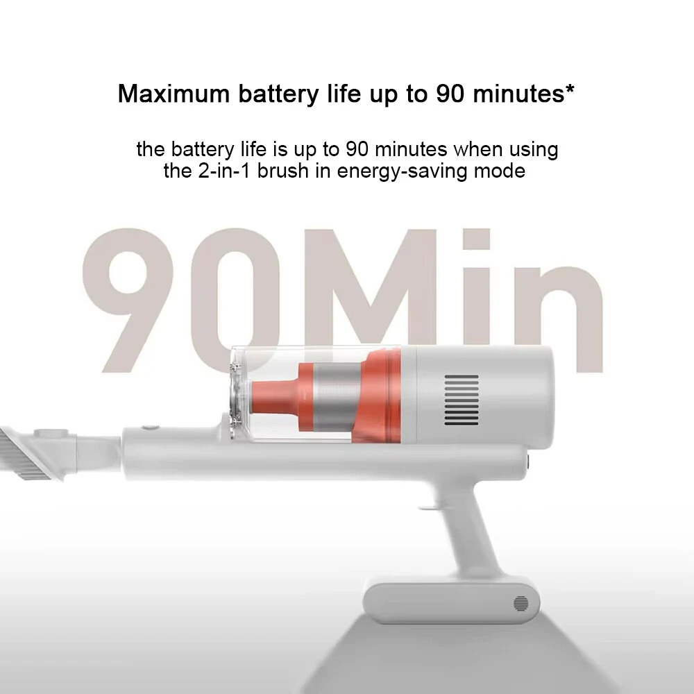XIAOMI MIJIA Wireless Vacuum Cleaner 3,Green Searchlight 260AW Suction,110000 RPM,90min Runtime,Cordless Handheld Vacuum Cleaner