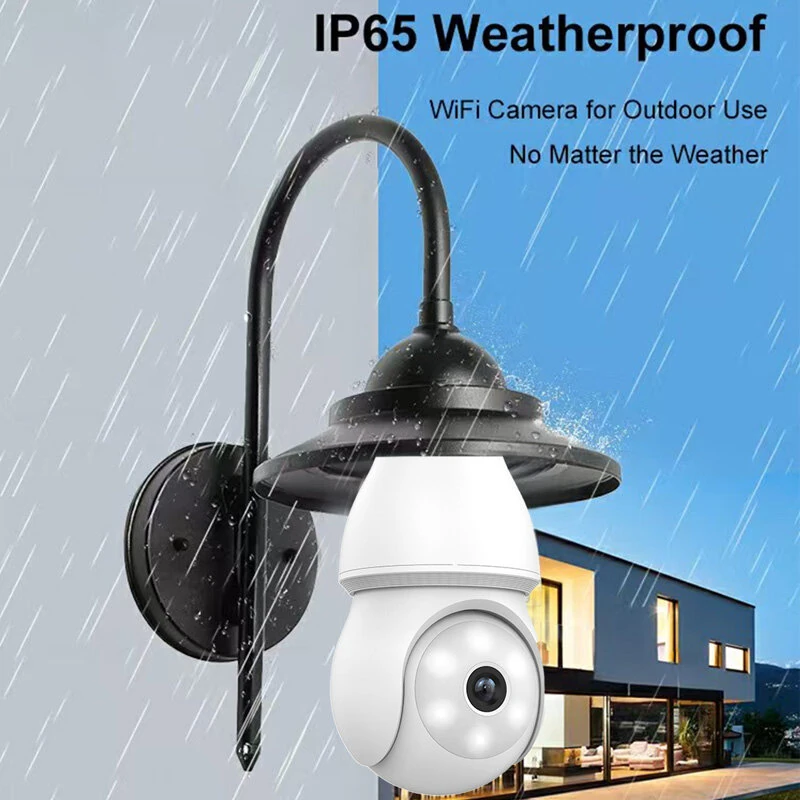 1080P 2K Wireless Light Bulb Security Camera 355° PTZ E27 IP65 Waterproof Motion Detection Auto Tracking Two Way Audio Night Vision Work with Alexa Google Assistant for Smart Home Security