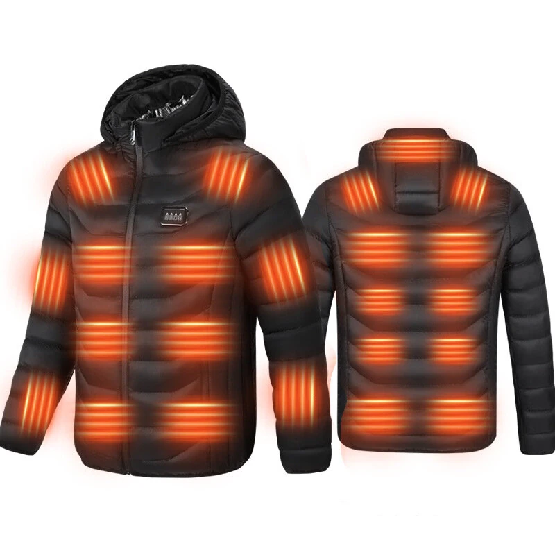 TENGOO HZ-23 23 Zones Heated Jacket - Four-control, USB & DC Port, Smart Thermal Warm Jacket Uniex Heated Hooded Coat Outdoor Sportswear