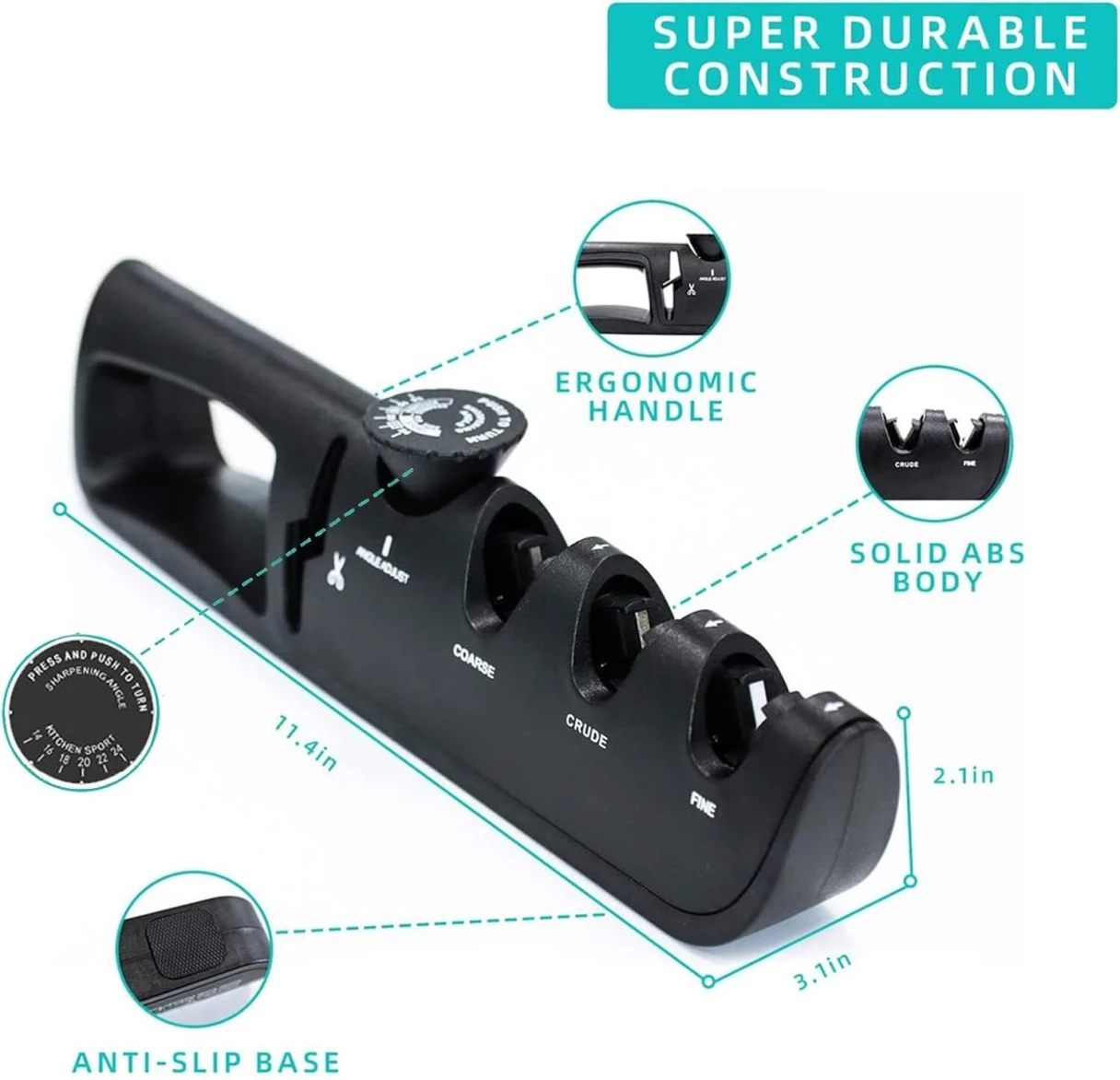 Multifunctional 4-Stage Knife Sharpeners with Adjustable Angle Knob - Premium Quality Handheld Knife Sharpener Small Portable Knife Sharpener for Scissors