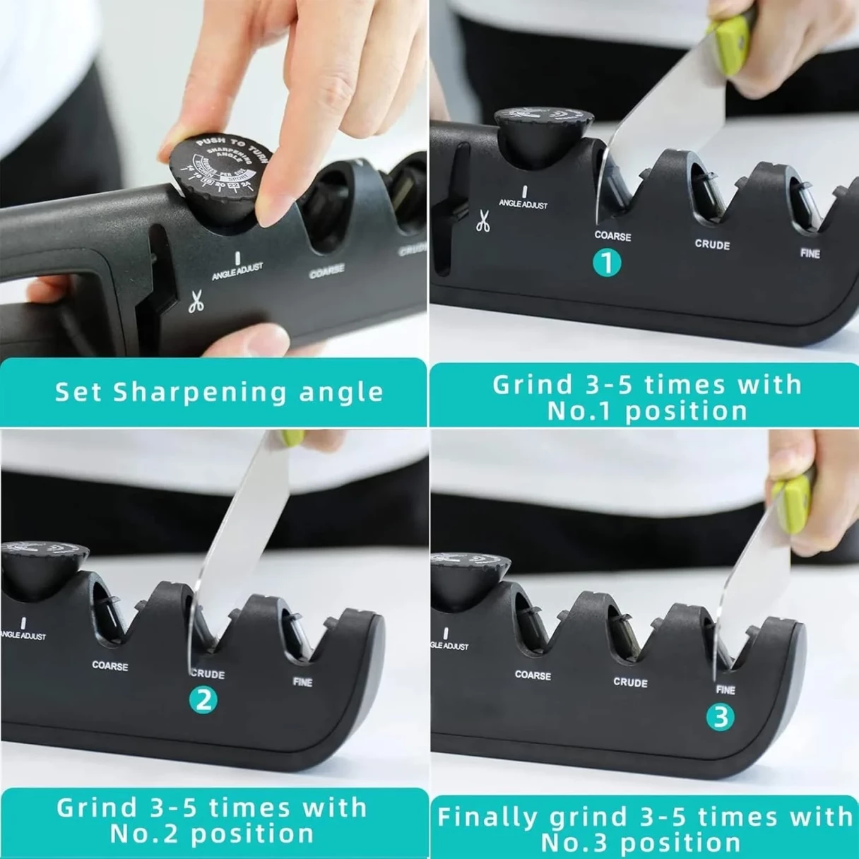 Multifunctional 4-Stage Knife Sharpeners with Adjustable Angle Knob - Premium Quality Handheld Knife Sharpener Small Portable Knife Sharpener for Scissors