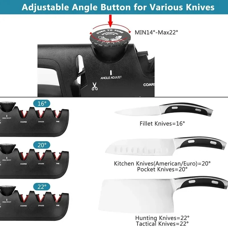 Multifunctional 4-Stage Knife Sharpeners with Adjustable Angle Knob - Premium Quality Handheld Knife Sharpener Small Portable Knife Sharpener for Scissors