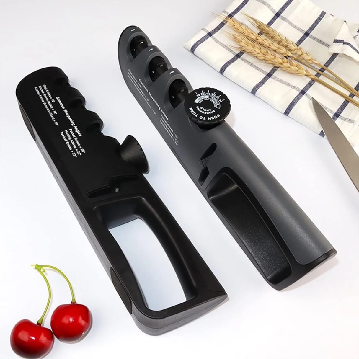 Multifunctional 4-Stage Knife Sharpeners with Adjustable Angle Knob - Premium Quality Handheld Knife Sharpener Small Portable Knife Sharpener for Scissors