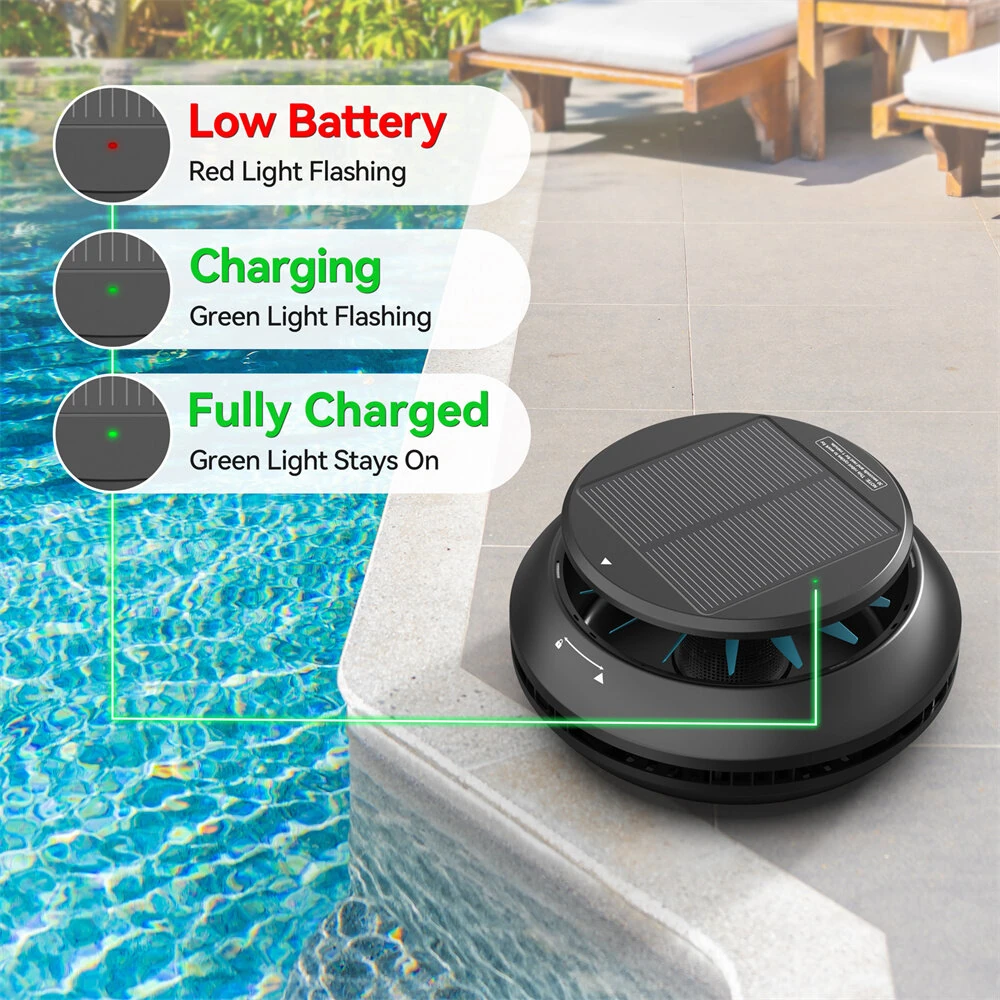 [EU Direct] INSE Y60 Solar-Powered Robotic Pool Skimmer Cordless Automatic Pool Cleaner with Dual Charging,Spot Cleaning & Self-Parking Rechargeable Robot for Above/Inground Pools