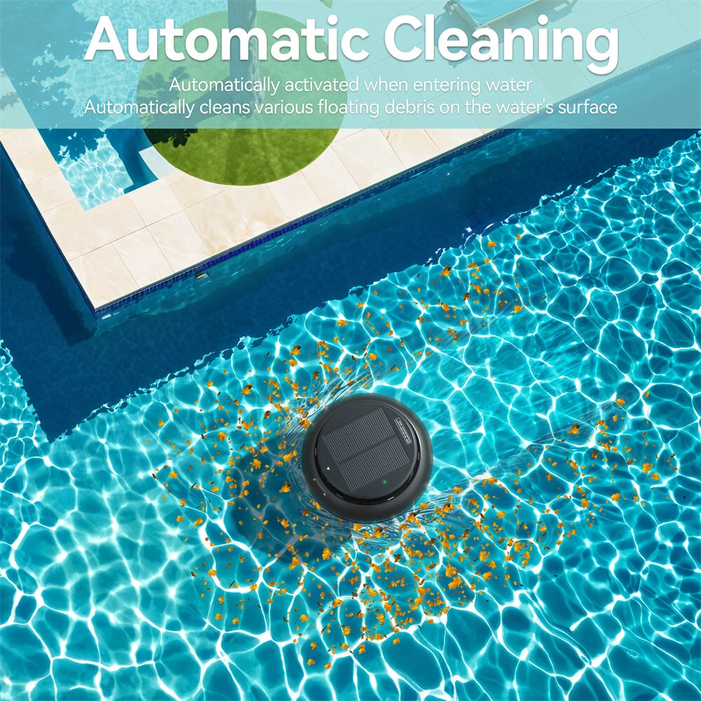 [EU Direct] INSE Y60 Solar-Powered Robotic Pool Skimmer Cordless Automatic Pool Cleaner with Dual Charging,Spot Cleaning & Self-Parking Rechargeable Robot for Above/Inground Pools
