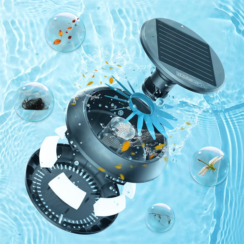 [EU Direct] INSE Y60 Solar-Powered Robotic Pool Skimmer Cordless Automatic Pool Cleaner with Dual Charging,Spot Cleaning & Self-Parking Rechargeable Robot for Above/Inground Pools