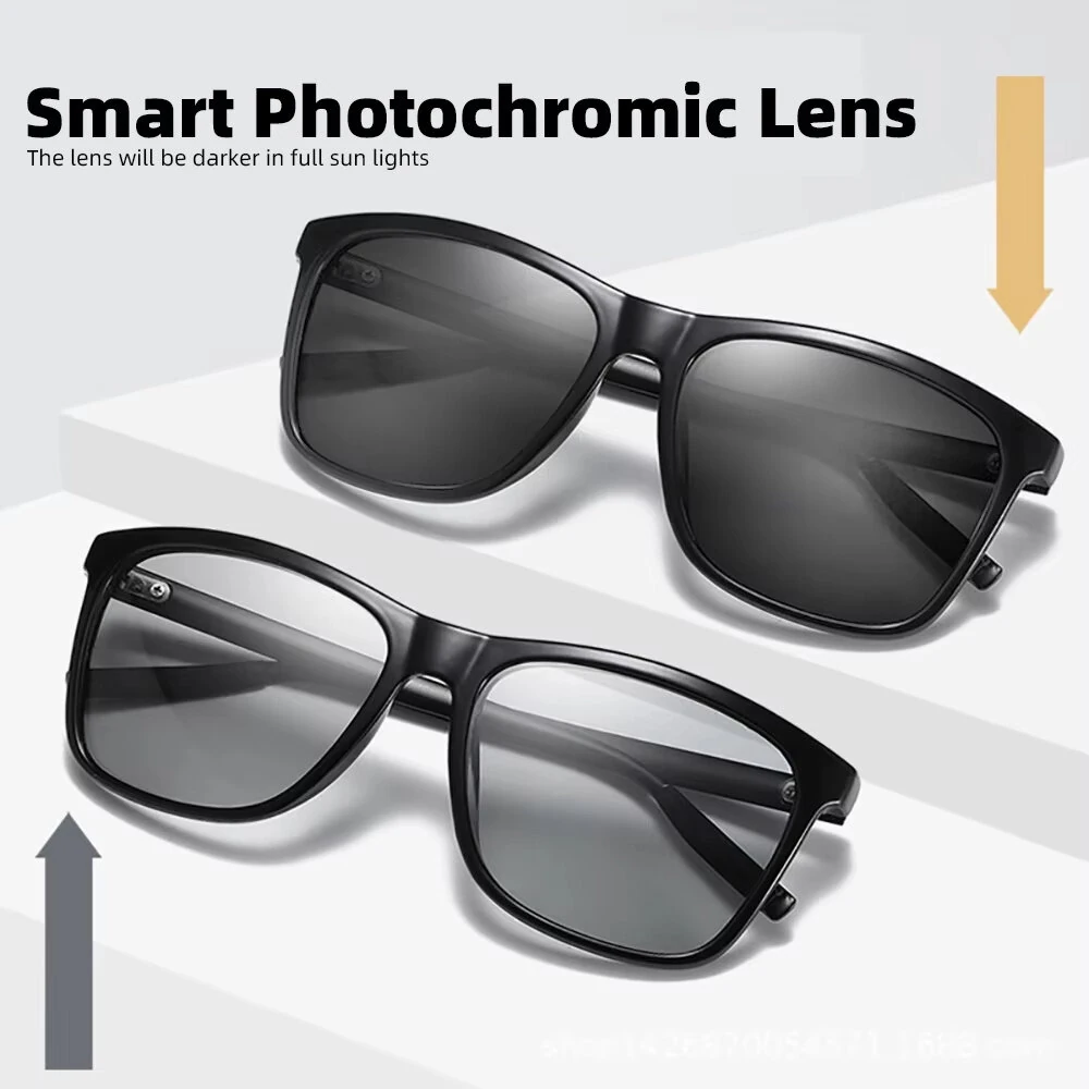 Men's Photochromic Sunglasses Classic Square UV400 Polarized Outdoor Cycling Sun Glasses