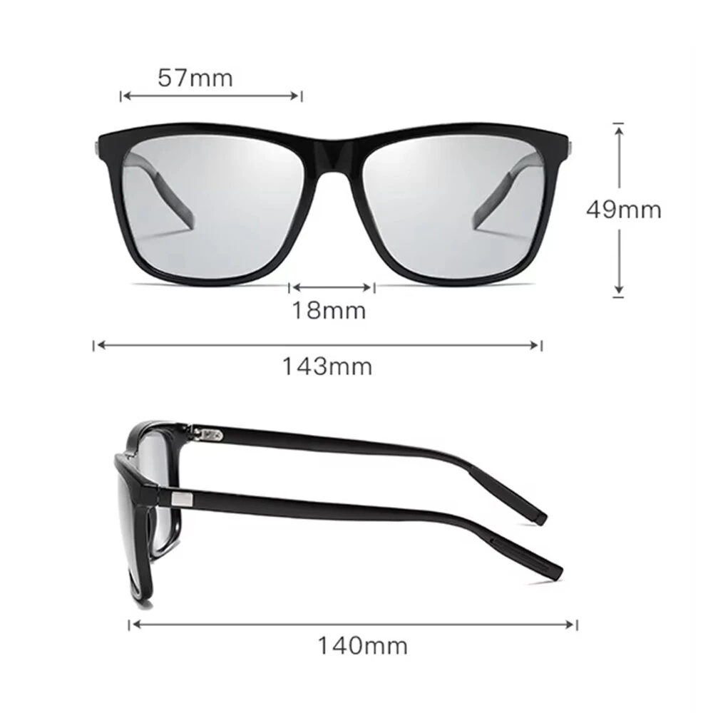 Men's Photochromic Sunglasses Classic Square UV400 Polarized Outdoor Cycling Sun Glasses