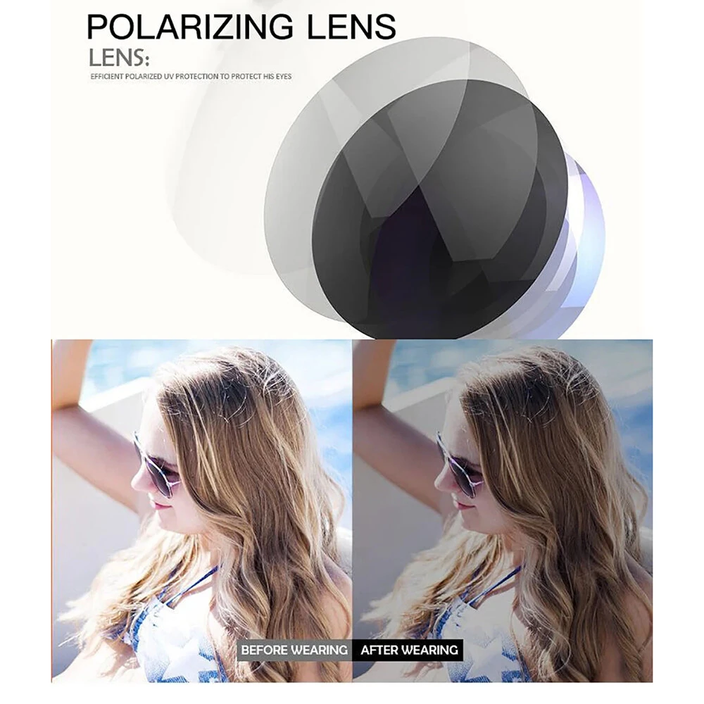 Men's Photochromic Sunglasses Classic Square UV400 Polarized Outdoor Cycling Sun Glasses
