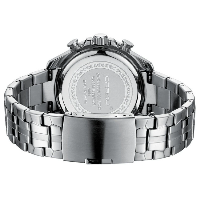 CRRJU Business Men's Watches Fashion Luxury Stainless Steel Quartz Watches Waterproof Chronograph Multifunctional Watches
