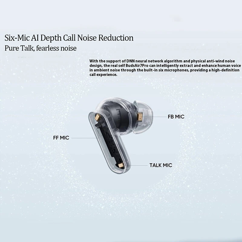 Realme Buds Air 7 Pro TWS bluetooth 5.4 Earbuds Wireless ANC Earphone Hi-Res LHDC5.0 Audio 53dB Noise Cancelling 6-Mic AI Call Noise Reduction 3D Surround Sound 48H Playback Low Delay AI Simultaneous Interpretation In-ear Sports Headphones