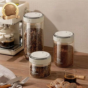 Vacuum Food Grade Coffee Bean Sealed Jar with Date Tracker Waking Bean Valve Storage Containers Widely Used for Grain Snack Sugar Tea
