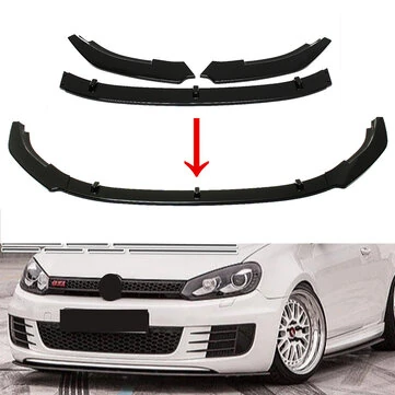 Front Bumper Lip Spoiler Splitter Cover Trim Body Kit 3PCS For VW Golf MK6 GTI 2010-2013 Glossy Black