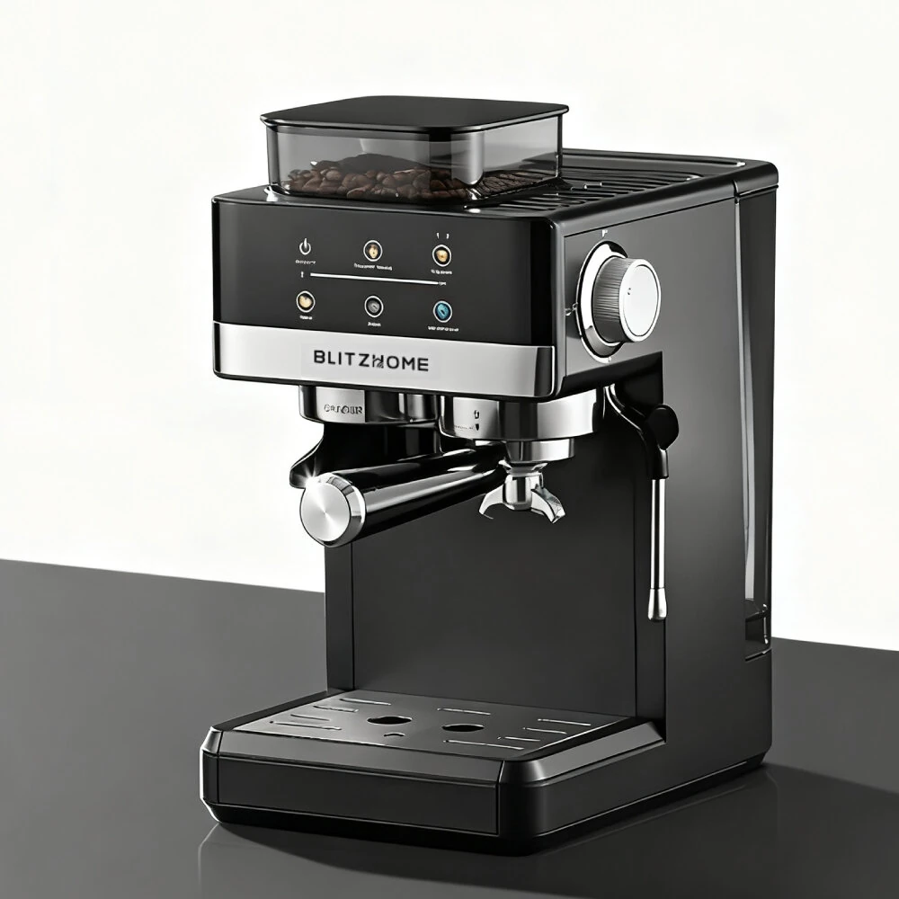 BlitzHome® CM5520 Semi-Automatic Espresso Coffee Machine 20Bar 1350W with Built-in Grinder Large Touchscreen Preheat Progress Bar 1.8L Water Tank