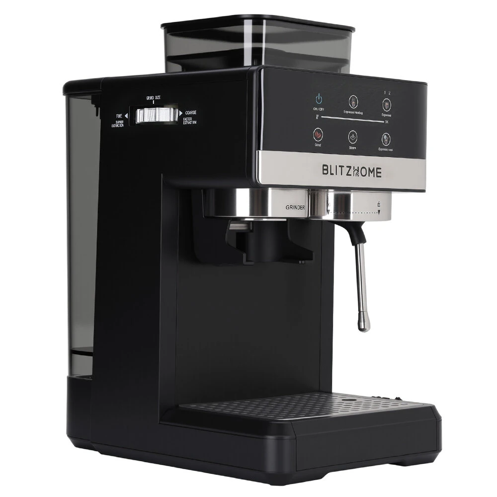 BlitzHome® CM5520 Semi-Automatic Espresso Coffee Machine 20Bar 1350W with Built-in Grinder Large Touchscreen Preheat Progress Bar 1.8L Water Tank