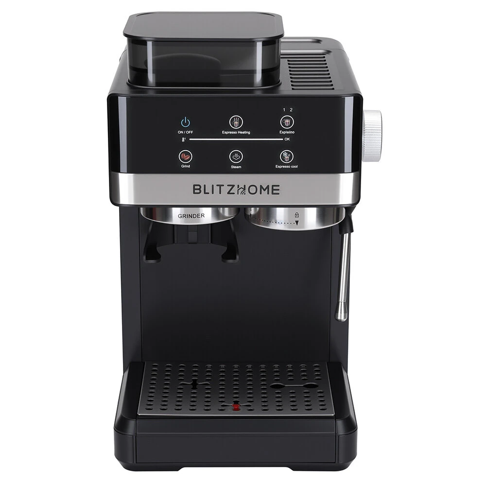 BlitzHome® CM5520 Semi-Automatic Espresso Coffee Machine 20Bar 1350W with Built-in Grinder Large Touchscreen Preheat Progress Bar 1.8L Water Tank