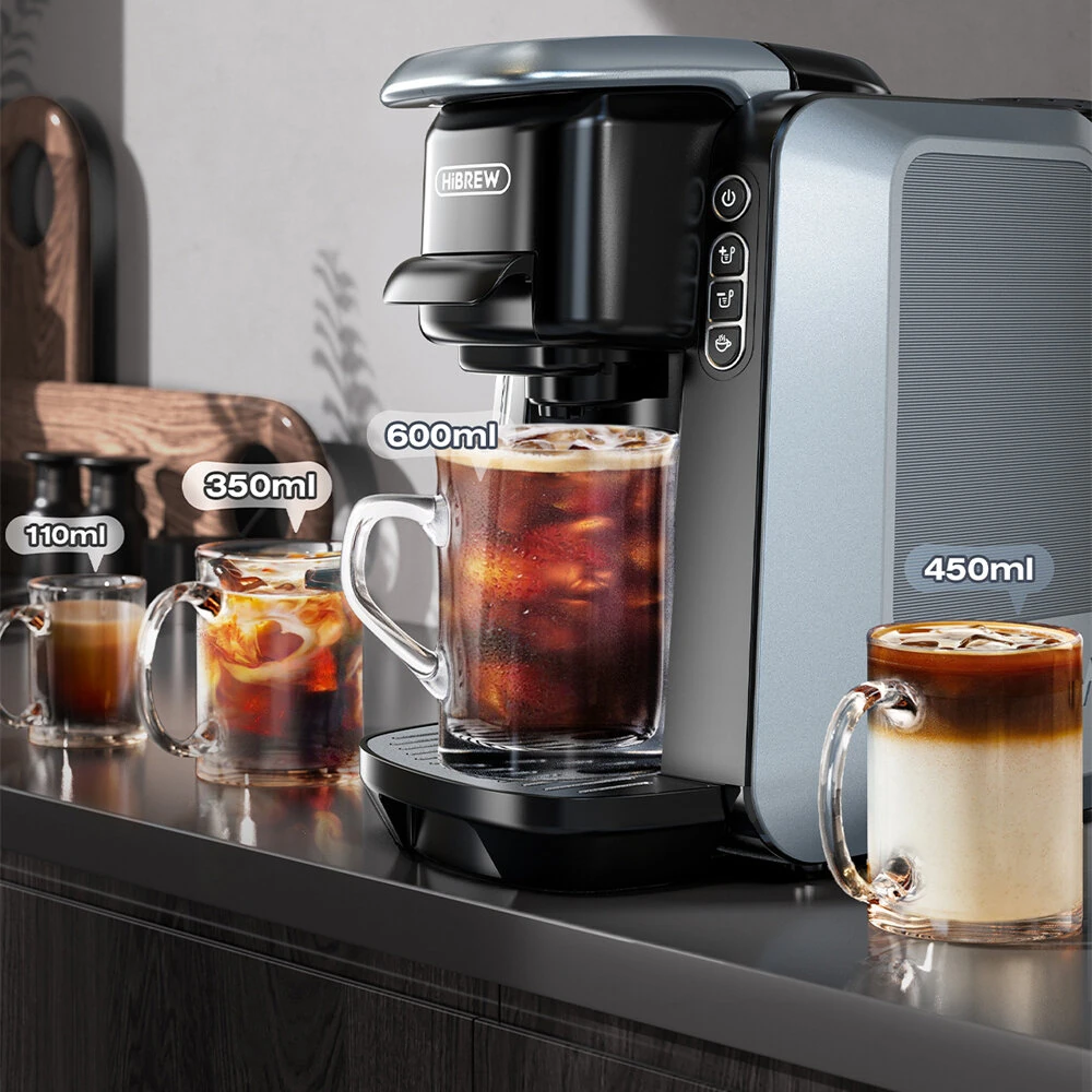 [EU Direct] HiBREW H6 4-in-1 20Bar Capsule Coffee Machine Smart Capsule Recognition Hot/Cold Brew Compatible With NS, DG, K-Cup Capsules & Ground Coffee