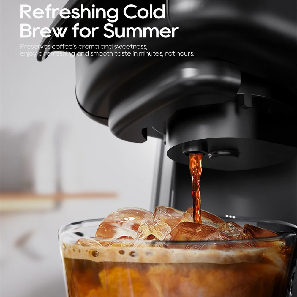 [EU Direct] HiBREW H6 4-in-1 20Bar Capsule Coffee Machine Smart Capsule Recognition Hot/Cold Brew Compatible With NS, DG, K-Cup Capsules & Ground Coffee