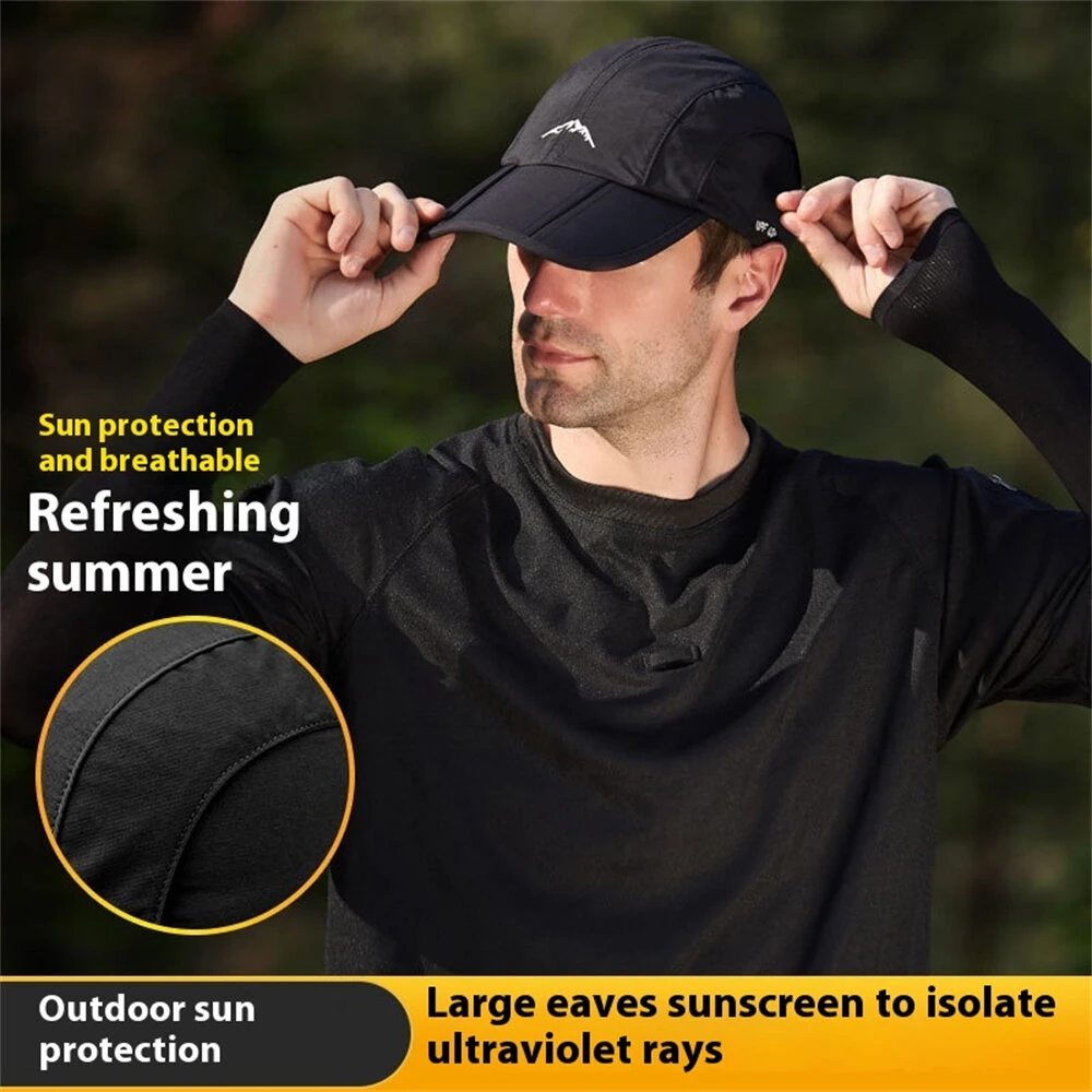 Outdoor Sport Long Brim Foldable Baseball Cap Unisex Waterproof Breathable Quick Drying Sun Protection Peaked Cap