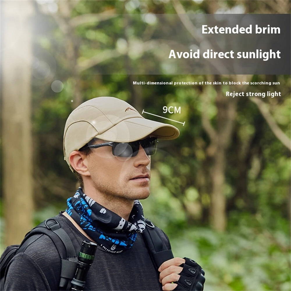 Outdoor Sport Long Brim Foldable Baseball Cap Unisex Waterproof Breathable Quick Drying Sun Protection Peaked Cap