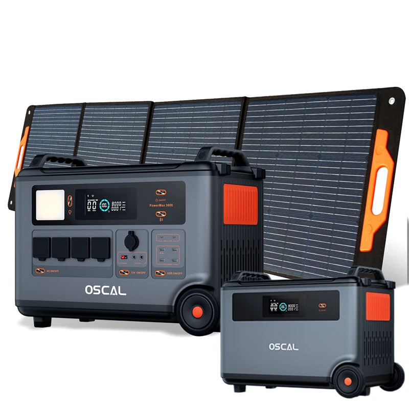 Blackview Oscal Powermax 3600 Rugged Power Station with BP3600 Battery Pack/PM200/PM400 Solar Panel Kit 3600Wh to 57600Wh LiFePO4 Battery Pack Power Bank with 14 Outlets 5 LED Light Modes Morse Code Roller Power Backup for Emergency Communication House