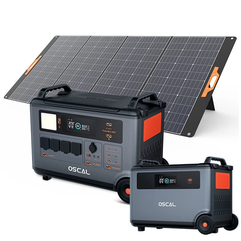 Blackview Oscal Powermax 3600 Rugged Power Station with BP3600 Battery Pack/PM200/PM400 Solar Panel Kit 3600Wh to 57600Wh LiFePO4 Battery Pack Power Bank with 14 Outlets 5 LED Light Modes Morse Code Roller Power Backup for Emergency Communication House