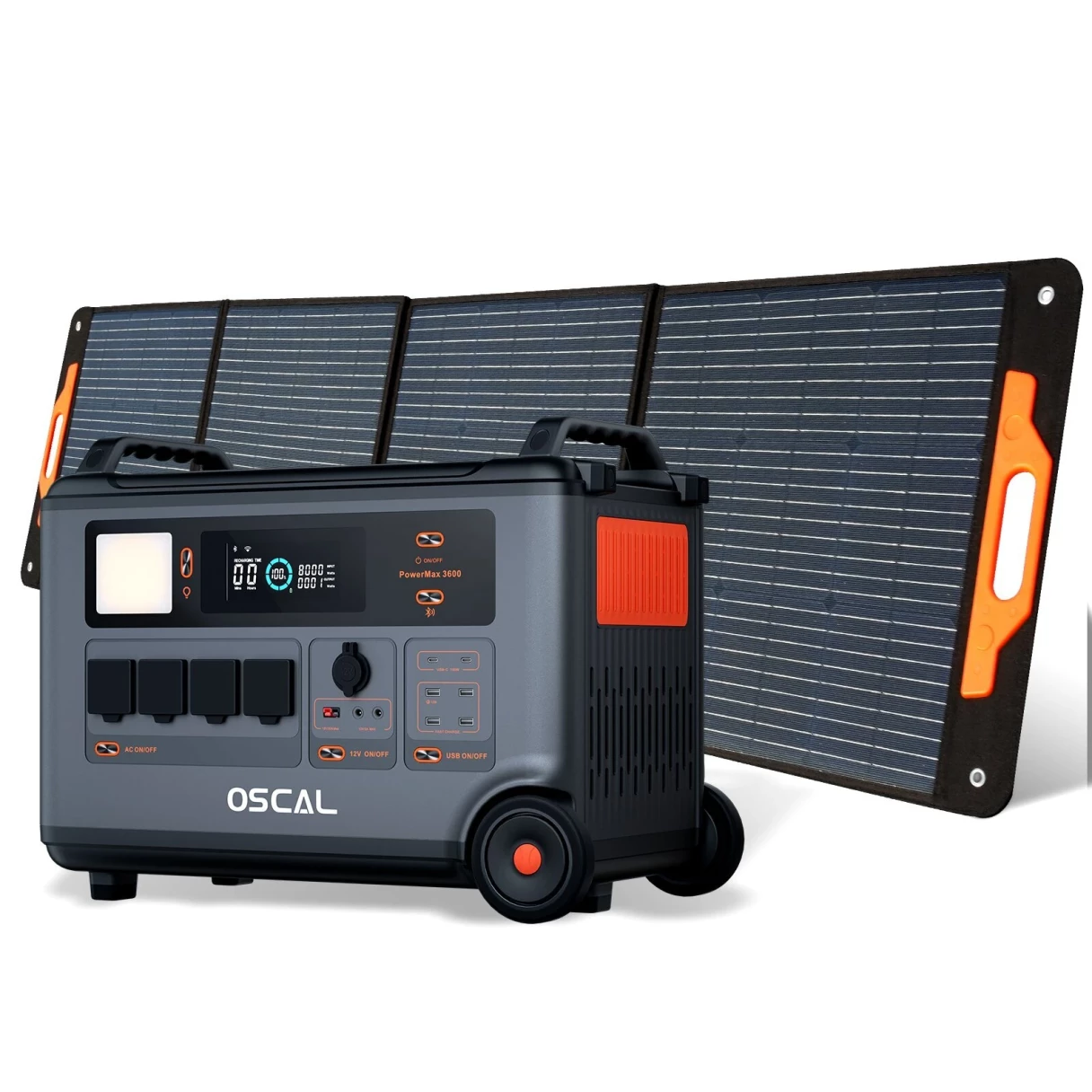 Blackview Oscal Powermax 3600 Rugged Power Station with BP3600 Battery Pack/PM200/PM400 Solar Panel Kit 3600Wh to 57600Wh LiFePO4 Battery Pack Power Bank with 14 Outlets 5 LED Light Modes Morse Code Roller Power Backup for Emergency Communication House