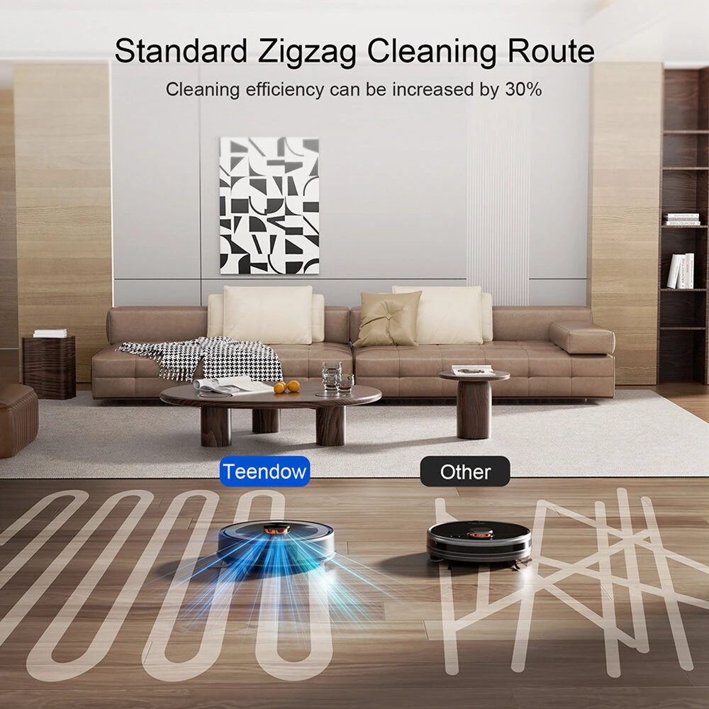 [EU Direct]Teendow D10S Plus 2-in-1 Robot Vacuum Cleaner 5000Pa Strong Suction, 260ml Water Tank, Smart Navigation Pet-Friendly APP & Voice Control