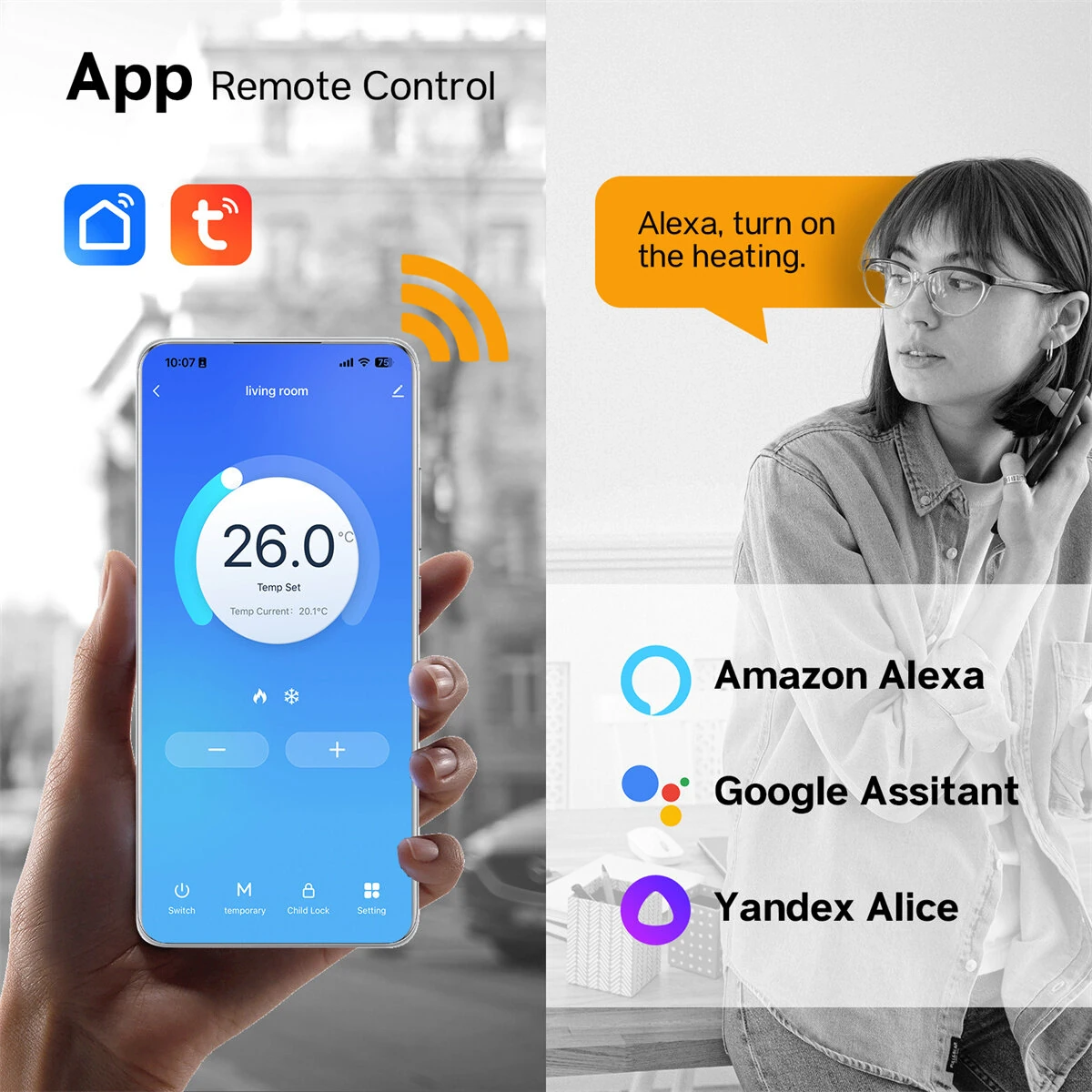 Tuya Smart WiFi Thermostat Wireless Water Floor Heating Gas Boiler Temperature Controller Smart Life APP Voice Control with Alexa Google Assistant