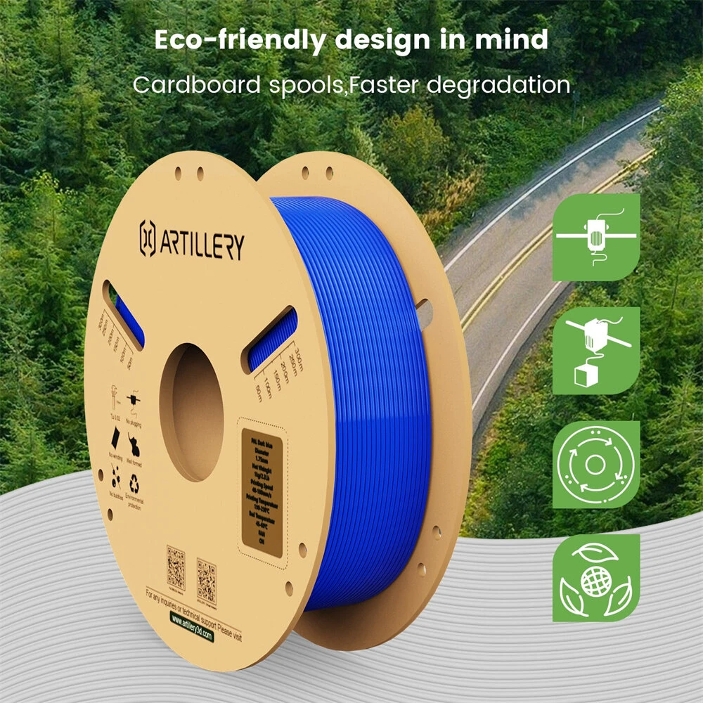 Artillery PLA 3D Printer Filament 1.75mm 5KG White High Precision Eco-Friendly Zero Bubble Perfect for Models and Mechanical Parts