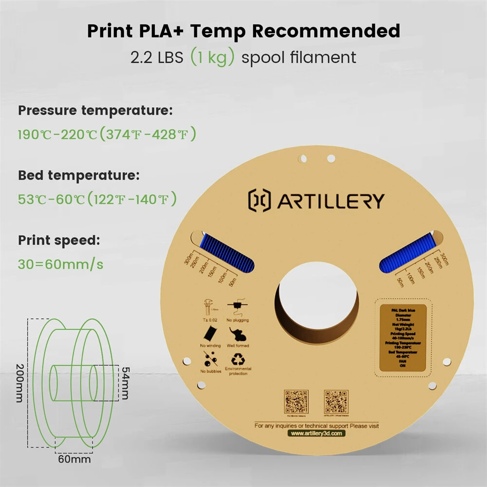 Artillery PLA 3D Printer Filament 1.75mm 5KG White High Precision Eco-Friendly Zero Bubble Perfect for Models and Mechanical Parts