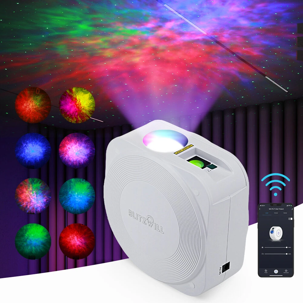 BlitzWill® BW-PLT1 Smart Star Projector Upgraded Version with Star + Colorful LED Nebula  Sync With Music Smart APP Control Timing & Countdown Voice Control with Alexa