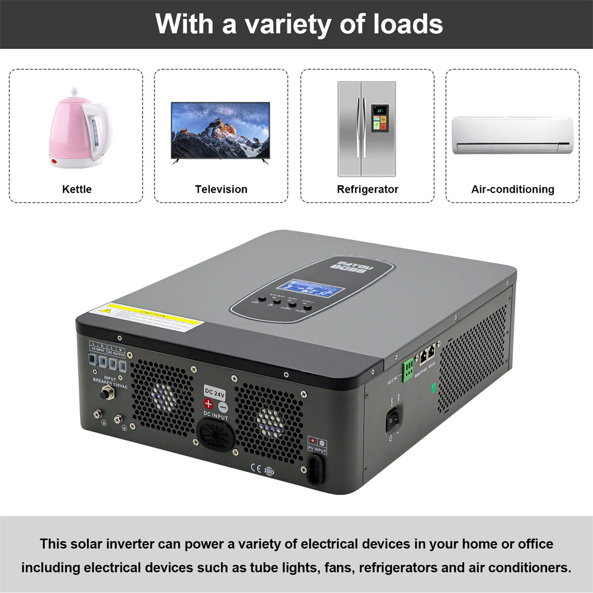 [EU Direct] DATOUBOSS 3000W/6200W Pure Sine Wave Hybrid Inverter 24V/48V DC To 230V AC Off Grid Inverter With 100A MPPT Solar Controller LCD Display Remote Control For Lead-acid Batteries And Lithium Batteries