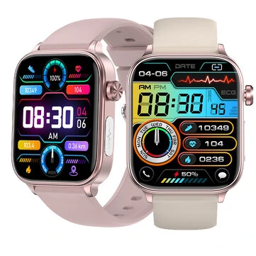 ET570 1.96inch HD Screen bluetooth Call ECG Heart Rate Blood Pressure Blood Oxygen Monitor Noninvasive Blood Glucose Measurement Uric Acid Blood Lipid Testing BMI Body Fat Sleep Monitoring Mu