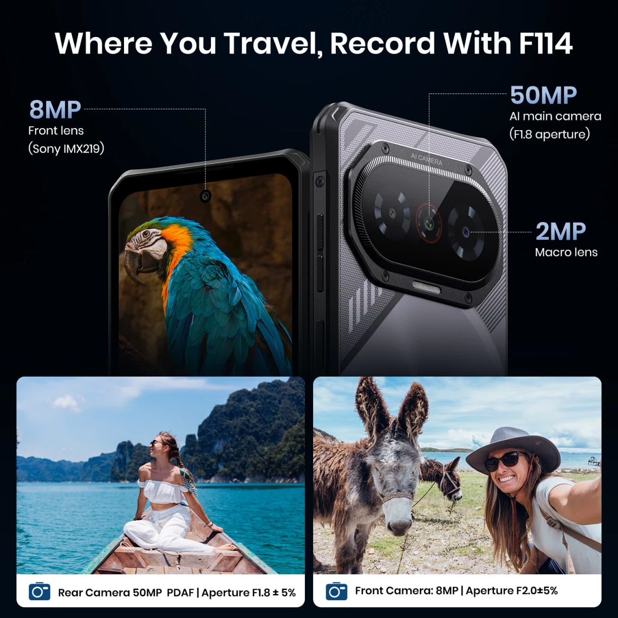 [EU Direct]FOSSiBOT F114 50MP AI Camera 16GB 128GB Android 15 6.67 inch 5000mAh 18W Fast Charge NFC Unisoc T615 Octa Core IP68 IP69K Waterproof 4G Rugged Smartphone
