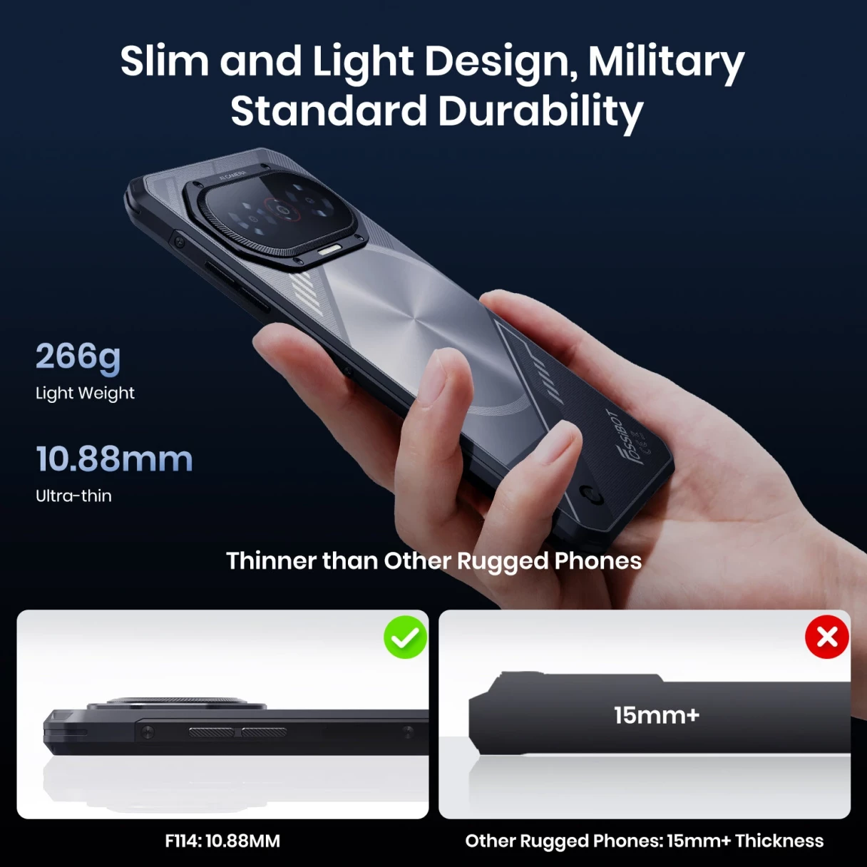 [EU Direct]FOSSiBOT F114 50MP AI Camera 16GB 128GB Android 15 6.67 inch 5000mAh 18W Fast Charge NFC Unisoc T615 Octa Core IP68 IP69K Waterproof 4G Rugged Smartphone