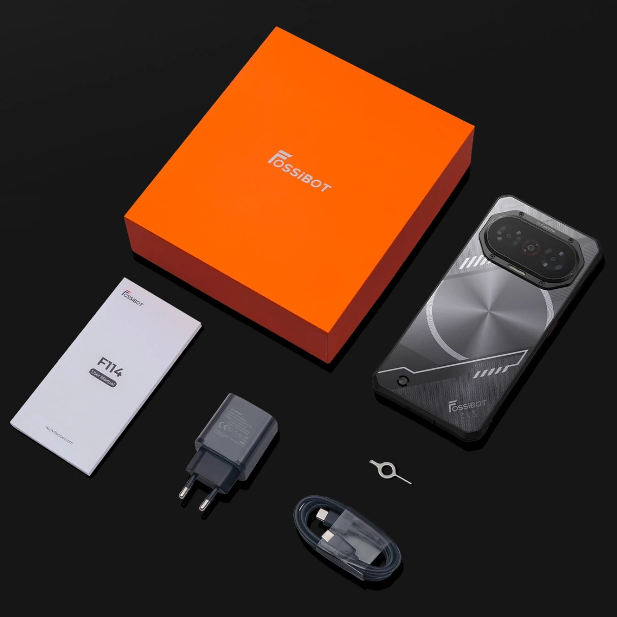 [EU Direct]FOSSiBOT F114 50MP AI Camera 16GB 128GB Android 15 6.67 inch 5000mAh 18W Fast Charge NFC Unisoc T615 Octa Core IP68 IP69K Waterproof 4G Rugged Smartphone