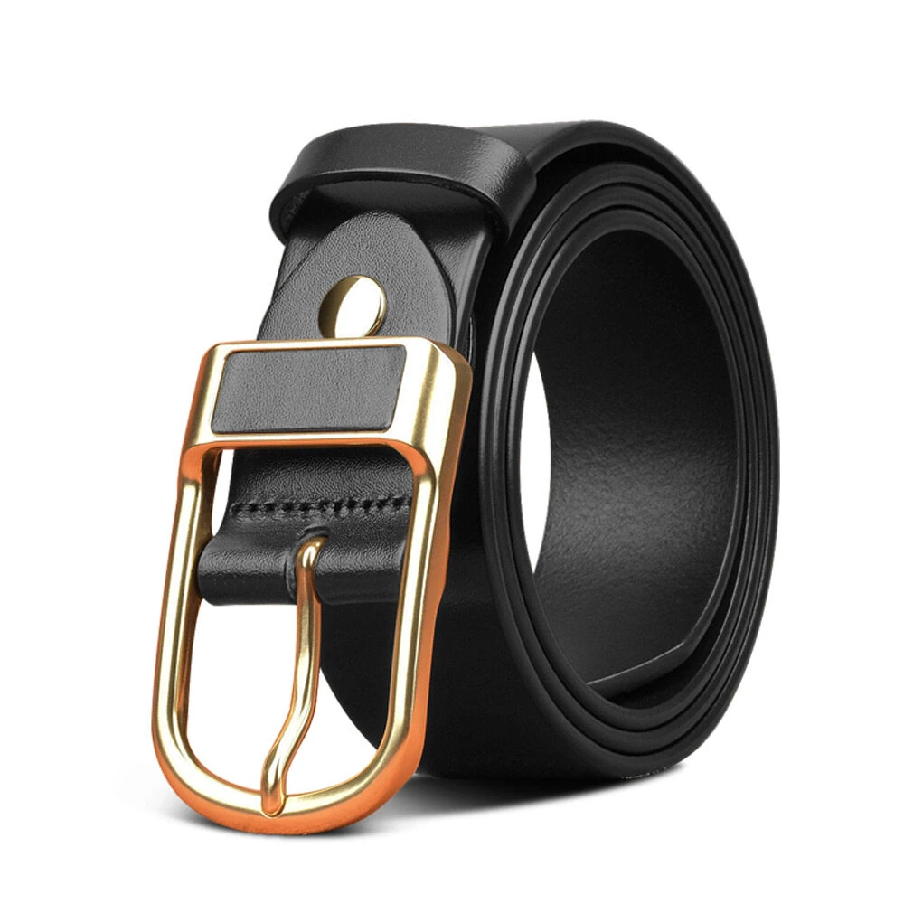 110-130cm Men's Casual Belt with Alloy Buckle 3.3cm Wide Simple Convenient Business Casual Pin Buckle Leather Belt