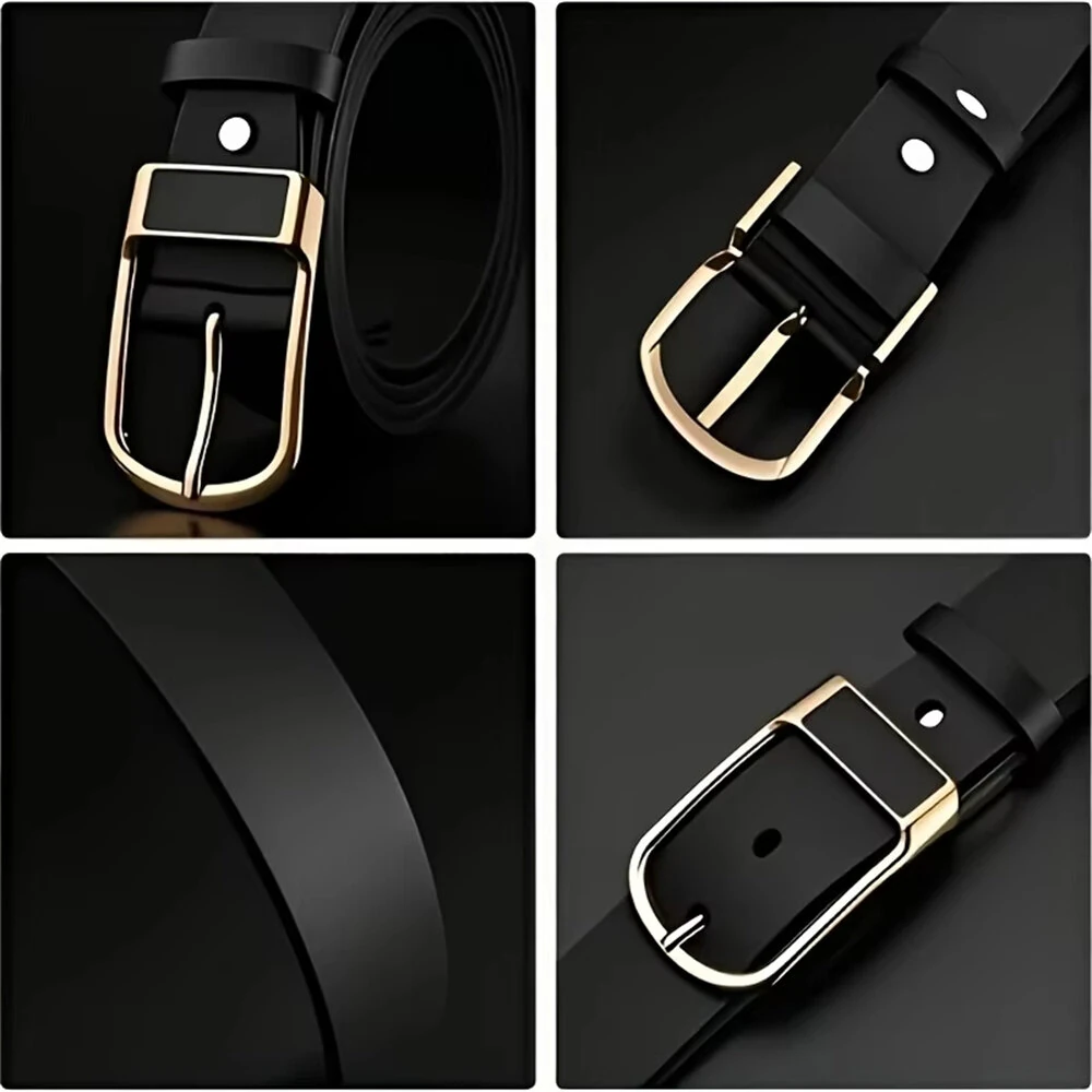110-130cm Men's Casual Belt with Alloy Buckle 3.3cm Wide Simple Convenient Business Casual Pin Buckle Leather Belt