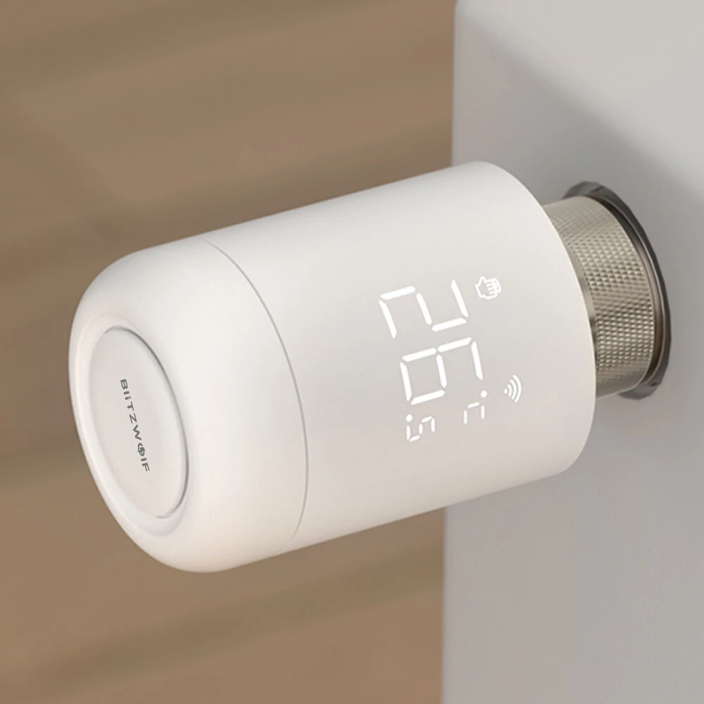 BlitzWolf® BW-TRV16 WiFi Smart Thermostatic Radiator Valve Intelligent Thermostat Temperature Controller Programmable Set Schedules APP & Voice Control Work with Alexa Google Home