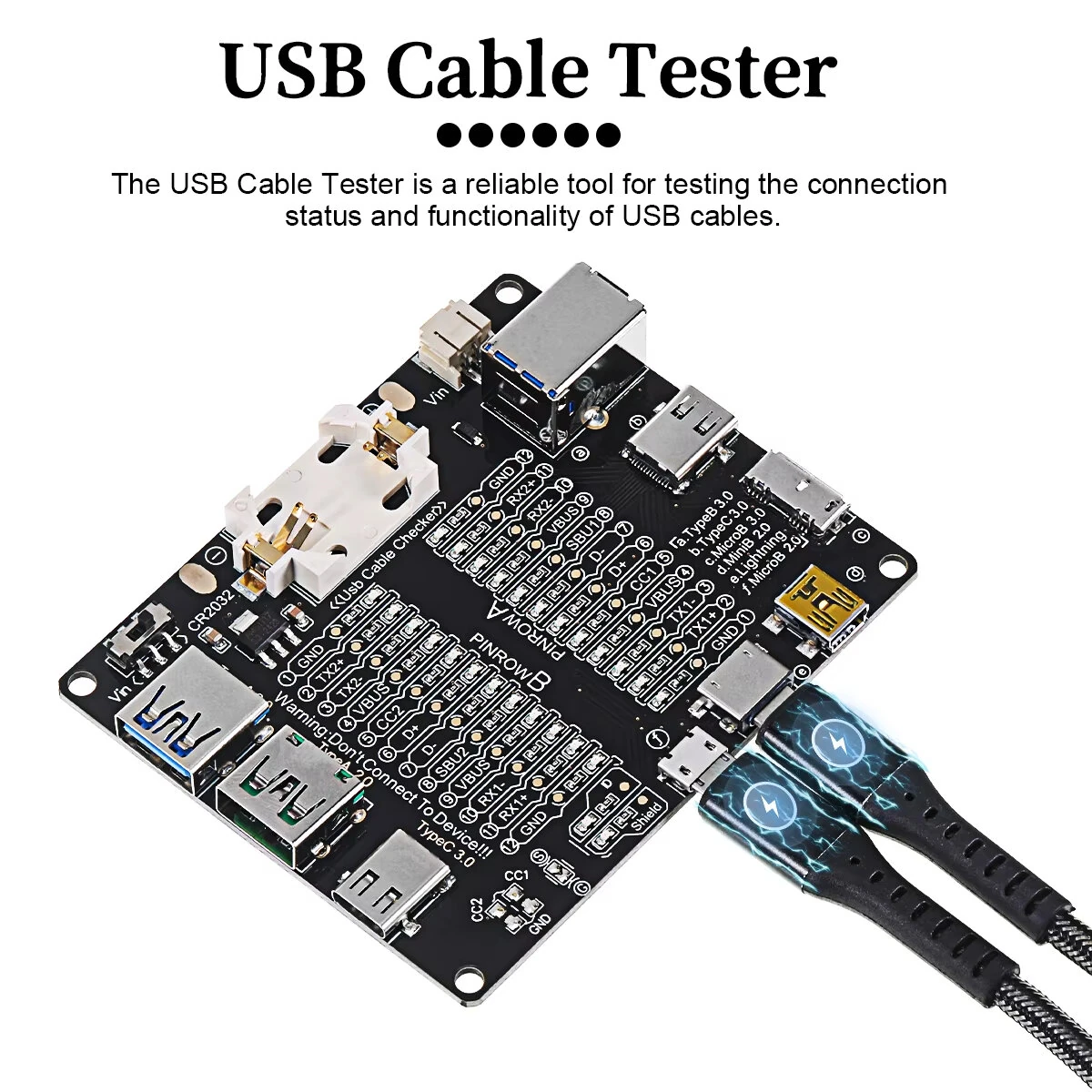 Micro Type-C Type-B Short Circuit Switch Test Board Data Cable Anomaly Detector USB Cable Tester For iOS Android Testing